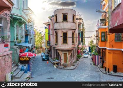 Istanbul old streets in Balat district, Turkey.