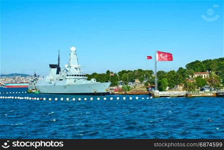 ISTANBUL, TURKEY -JULY 10 2017: Nato&rsquo;s ships arrive to Istanbul.