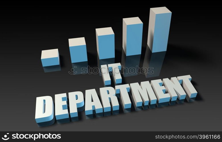 It department graph chart in 3d on blue and black. It department