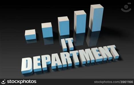 It department graph chart in 3d on blue and black. It department