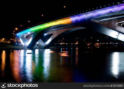 It is a beautiful and colorful bridge.