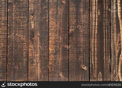 It is an old and brown wood wall.