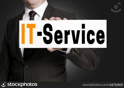 it service sign is held by businessman background. it service sign is held by businessman background.