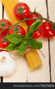 Italian basic pasta fresh ingredients cherry tomatoes garlic and basil