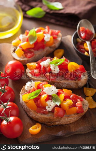 Italian bruschetta with tomatoes garlic olive oil
