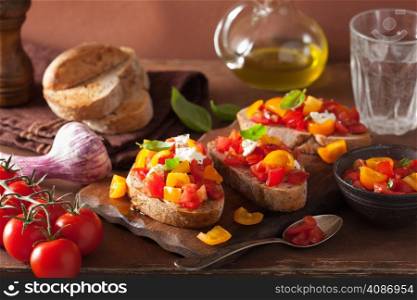 Italian bruschetta with tomatoes garlic olive oil