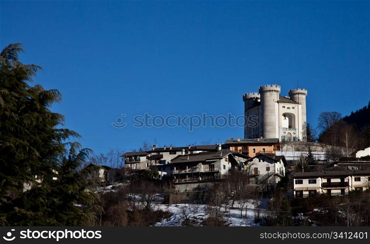 Italian castle in Valle d&rsquo;Aosta region, north of Italy