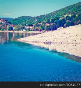 Italian City Castel di Tora by the Lake Lago del Turano, Instagram Effect