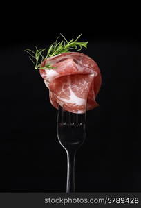 Italian Coppa And Rosemary On A Fork