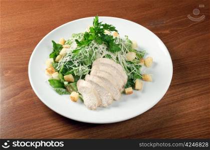 Italian cuisine.healthy salad chicken.closeup
