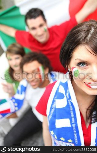 Italian fans ready to watch the match