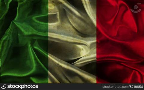 Italian flag background with folds and creases and a grunge effect
