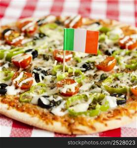 italian flag pizza close up