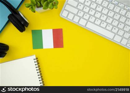 italian flag yellow background