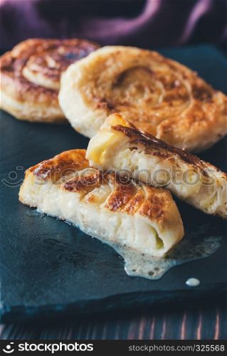 Italian flatbreads stuffed with cheese
