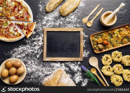 italian food decoration with slate