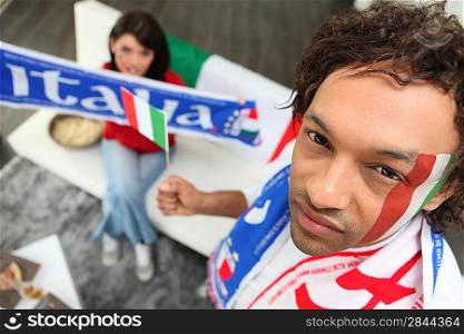 Italian football fans at home