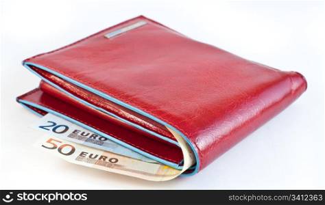 Italian leather wallet with money, useful for concepts