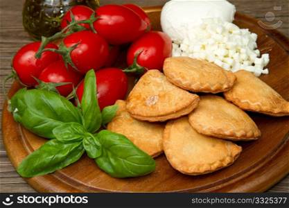 italian panzerotti with ingredients