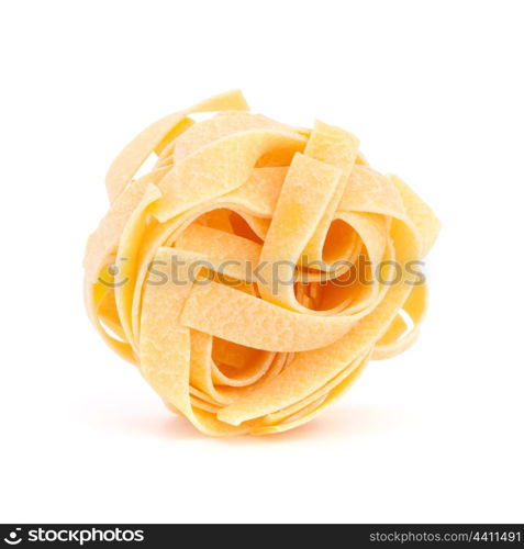 Italian pasta fettuccine nest isolated on white background