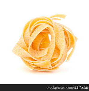 Italian pasta fettuccine nest isolated on white background