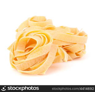 Italian pasta fettuccine nest isolated on white background