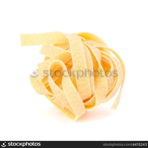 Italian pasta fettuccine nest isolated on white background