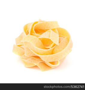 Italian pasta fettuccine nest isolated on white background