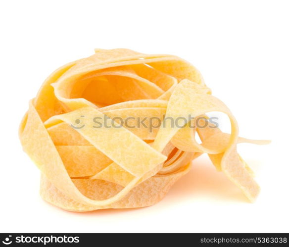 Italian pasta fettuccine nest isolated on white background