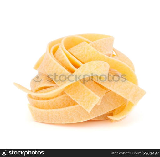 Italian pasta fettuccine nest isolated on white background