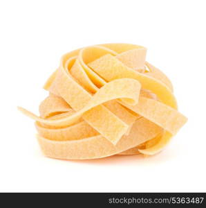 Italian pasta fettuccine nest isolated on white background