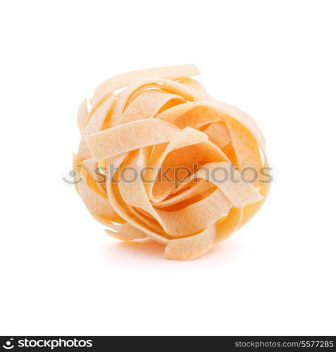 Italian pasta fettuccine nest isolated on white background