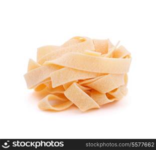 Italian pasta fettuccine nest isolated on white background