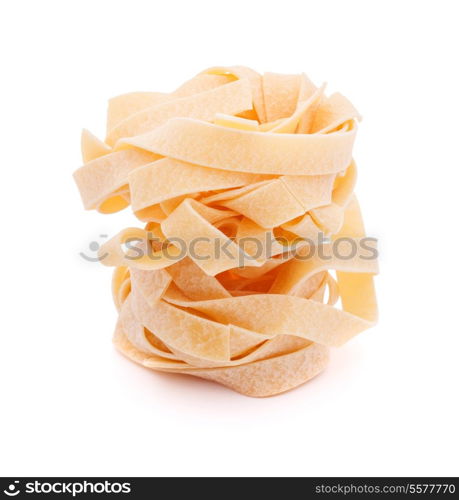 Italian pasta fettuccine nest isolated on white background