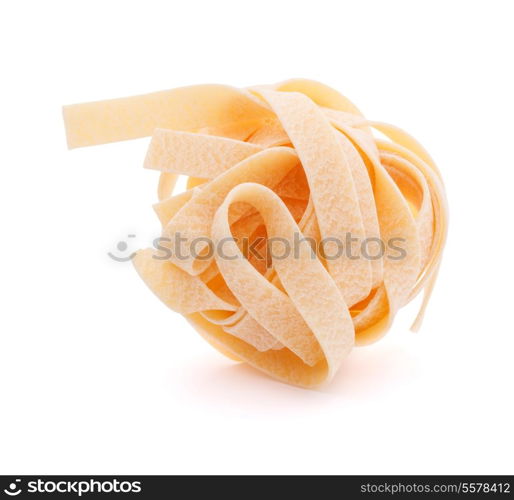 Italian pasta fettuccine nest isolated on white background