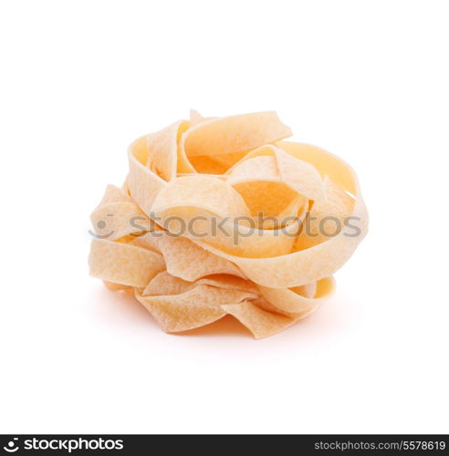 Italian pasta fettuccine nest isolated on white background