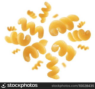 Italian pasta in the shape of a heart on a white background.. Italian pasta in the shape of a heart on a white background