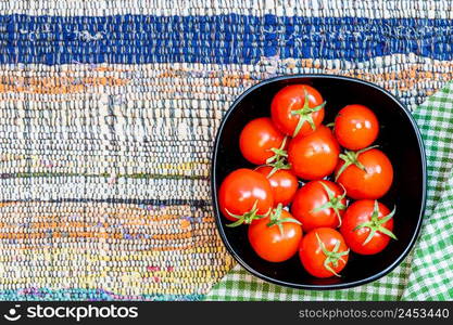 Italian pasta ingredients. Cherry tomato and spices for cooking