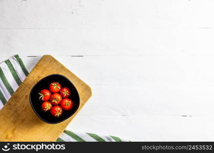 Italian pasta ingredients. Cherry tomato and spices for cooking