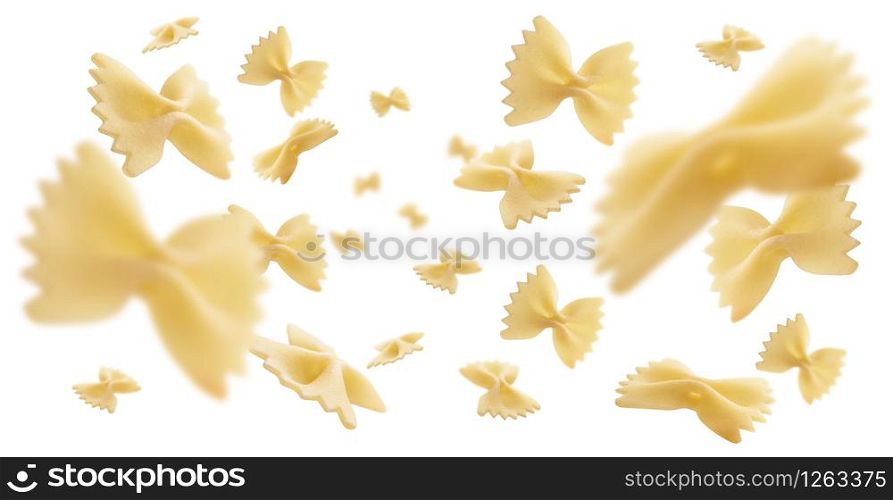 Italian pasta levitating on a white background.. Italian pasta levitating on a white background