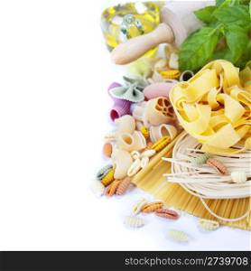 italian pasta over white with copyspace