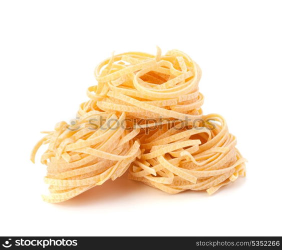 Italian pasta tagliatelle nest isolated on white background