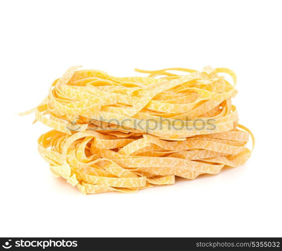 Italian pasta tagliatelle nest isolated on white background