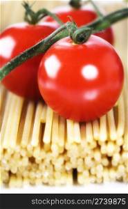 Italian Pasta with cherry tomatoes (selective focus)