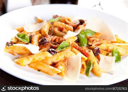Italian pasta with parmesan and vegetables