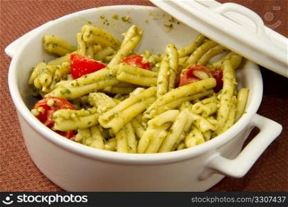 italian pasta with pesto sauce