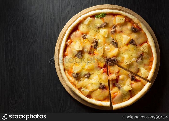 italian pizza at table background