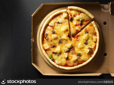 italian pizza at table background