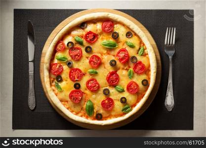 italian pizza at table surface background