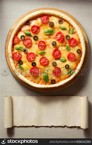 italian pizza at table surface background